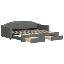 Slaapbank Onderschuifbed En Lades Stof 80 x 200 cm Donkergrijs met onderschuifbed en lade