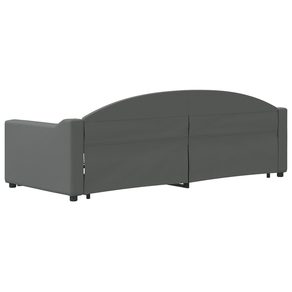 Slaapbank Onderschuifbed En Lades Stof 80 x 200 cm Donkergrijs met onderschuifbed en lade