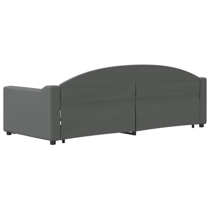 Slaapbank Onderschuifbed En Lades Stof 80 x 200 cm Donkergrijs met onderschuifbed en lade