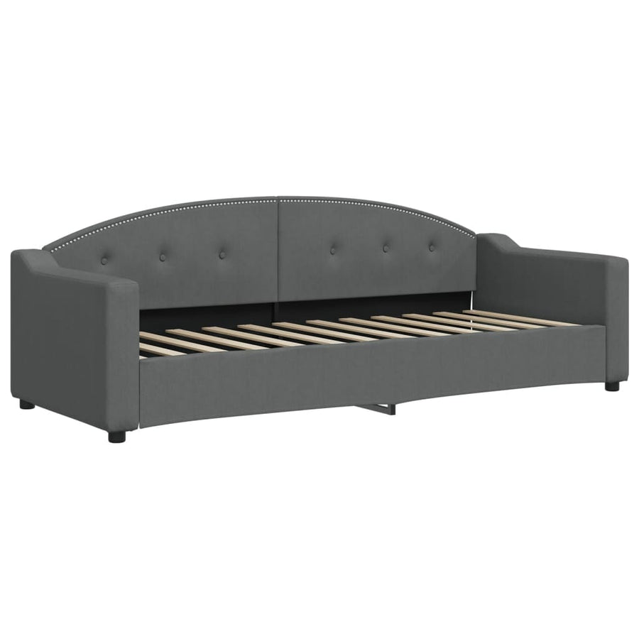 Slaapbank Onderschuifbed En Lades Stof 80 x 200 cm Donkergrijs met onderschuifbed en lade
