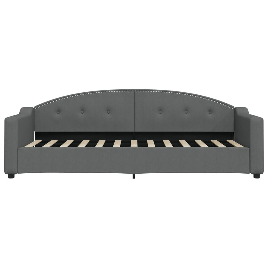 Slaapbank Onderschuifbed En Lades Stof 80 x 200 cm Donkergrijs met onderschuifbed en lade