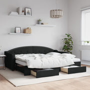 Slaapbank onderschuifbed lades 80x200 cm zwart