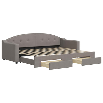Slaapbank S Stof 80 x 200 cm Taupe met onderschuifbed en lade