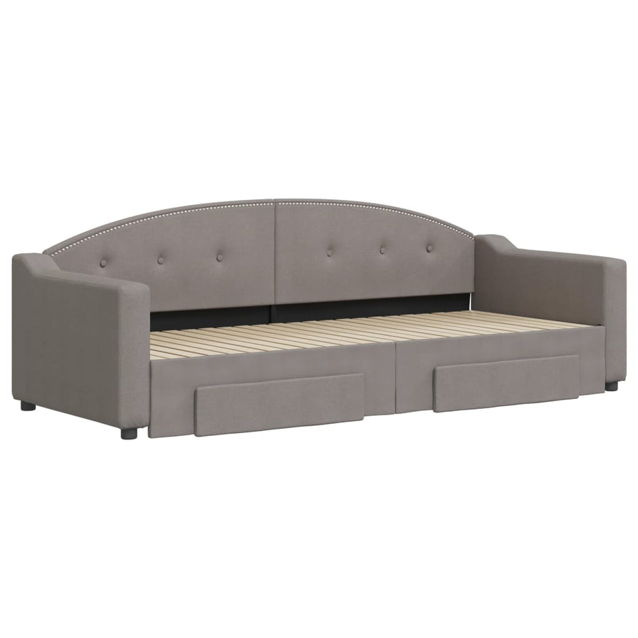 Slaapbank S Stof 80 x 200 cm Taupe met onderschuifbed en lade