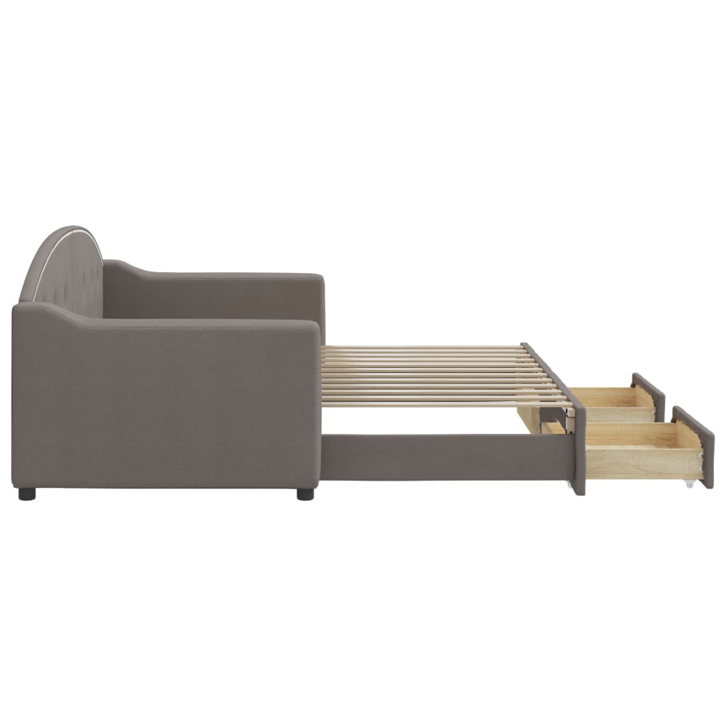 Slaapbank S Stof 80 x 200 cm Taupe met onderschuifbed en lade