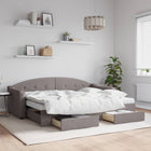 Slaapbank S Stof 80 x 200 cm Taupe met onderschuifbed en lade