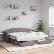 Slaapbank met onderschuifbed en lades 80x200 cm taupe stof