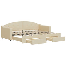 Slaapbank S Stof Kleur 80 x 200 cm Crème met onderschuifbed en lade