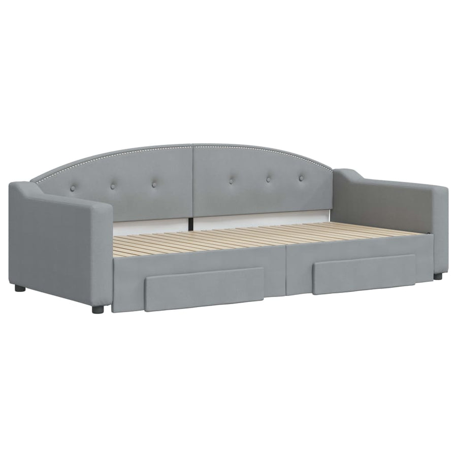 Slaapbank S Stof 90 x 200 cm Lichtgrijs met onderschuifbed en lade