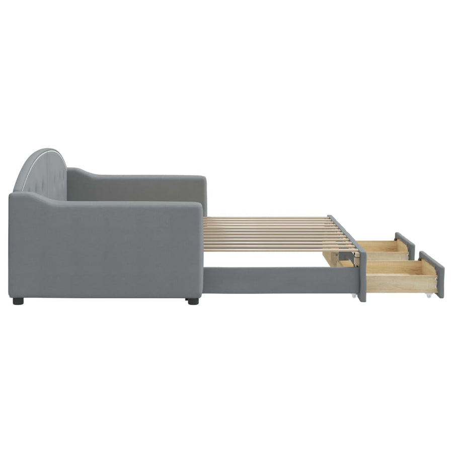 Slaapbank S Stof 90 x 200 cm Lichtgrijs met onderschuifbed en lade