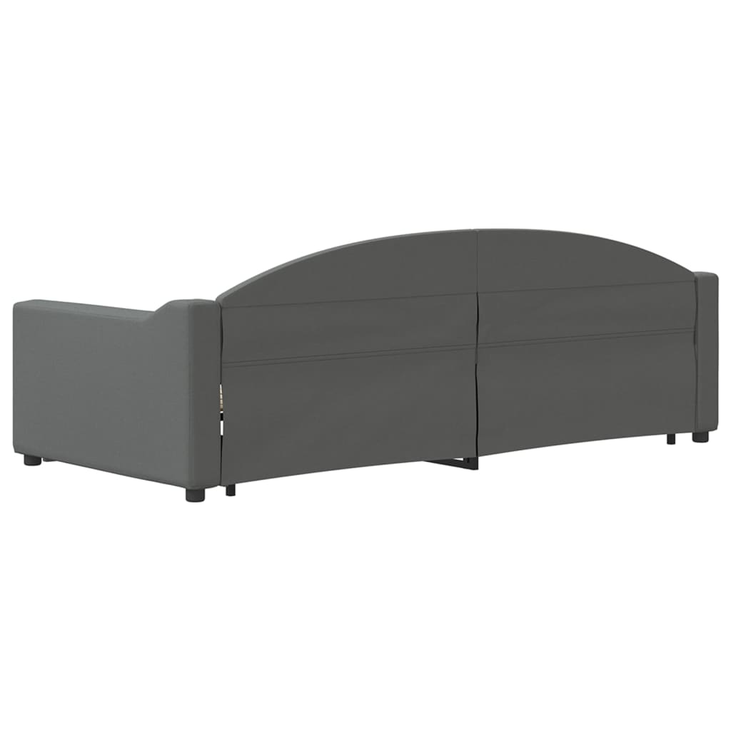 Slaapbank Onderschuifbed En Lades Stof 90 x 200 cm Donkergrijs met onderschuifbed en lade