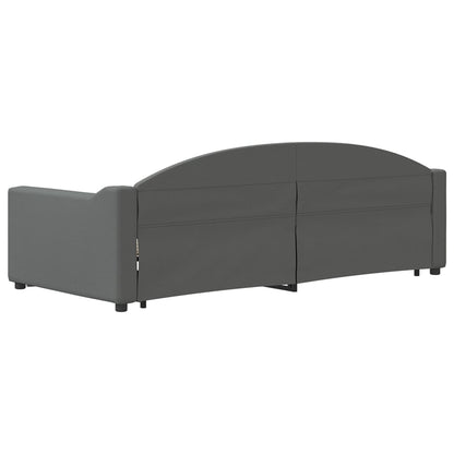 Slaapbank Onderschuifbed En Lades Stof 90 x 200 cm Donkergrijs met onderschuifbed en lade