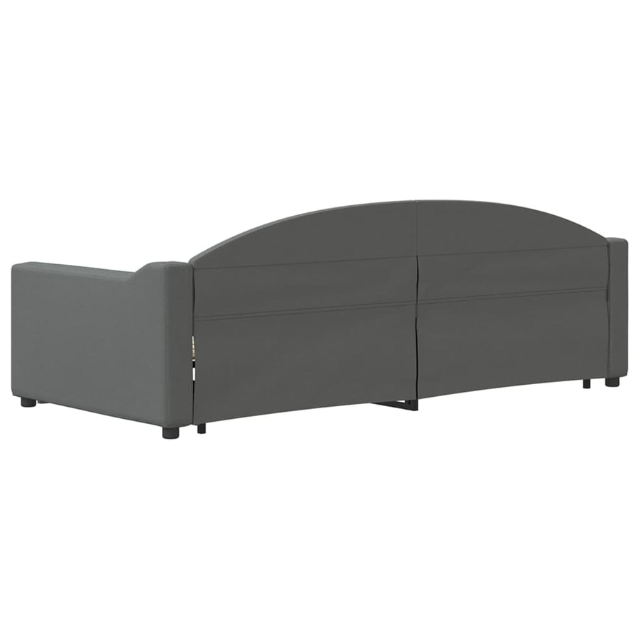 Slaapbank Onderschuifbed En Lades Stof 90 x 200 cm Donkergrijs met onderschuifbed en lade