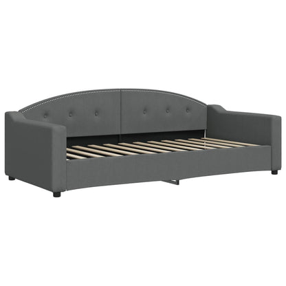 Slaapbank Onderschuifbed En Lades Stof 90 x 200 cm Donkergrijs met onderschuifbed en lade