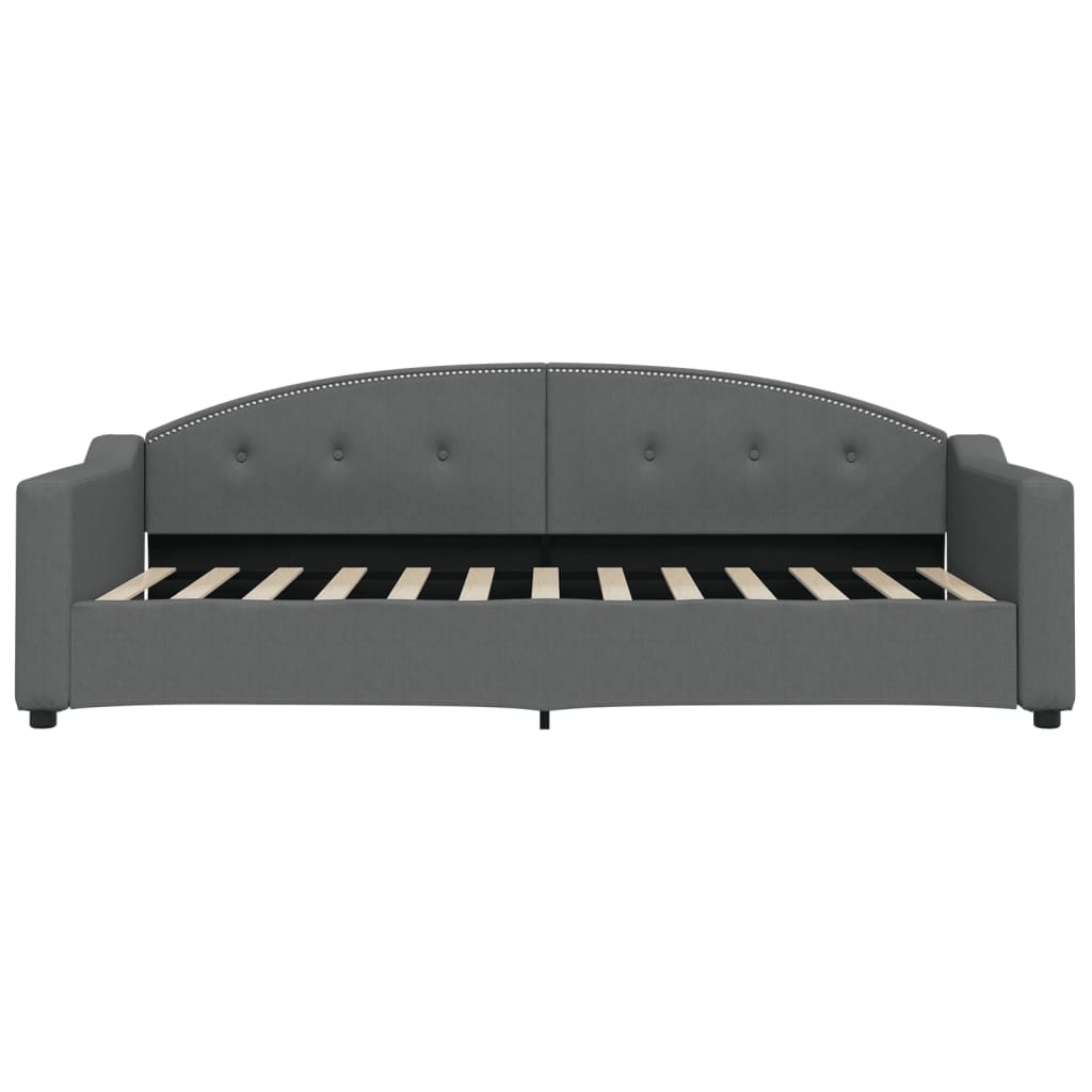 Slaapbank Onderschuifbed En Lades Stof 90 x 200 cm Donkergrijs met onderschuifbed en lade