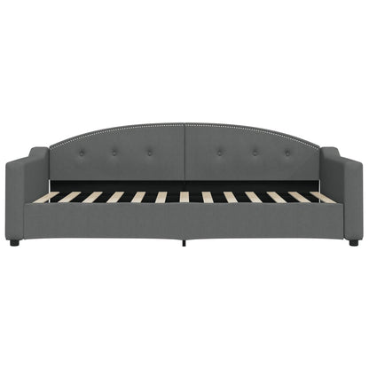 Slaapbank Onderschuifbed En Lades Stof 90 x 200 cm Donkergrijs met onderschuifbed en lade