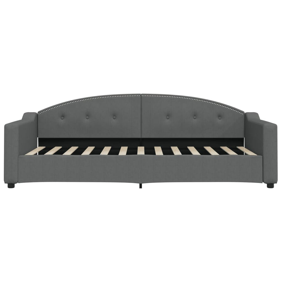 Slaapbank Onderschuifbed En Lades Stof 90 x 200 cm Donkergrijs met onderschuifbed en lade
