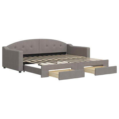 Slaapbank Met Onderschuifbed En Lades 90X200 Cm Stof Taupe Taupe 90 x 200 cm