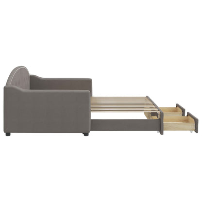 Slaapbank Met Onderschuifbed En Lades 90X200 Cm Stof Taupe Taupe 90 x 200 cm