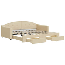 Slaapbank S Stof Kleur 90 x 200 cm Crème met onderschuifbed en lade