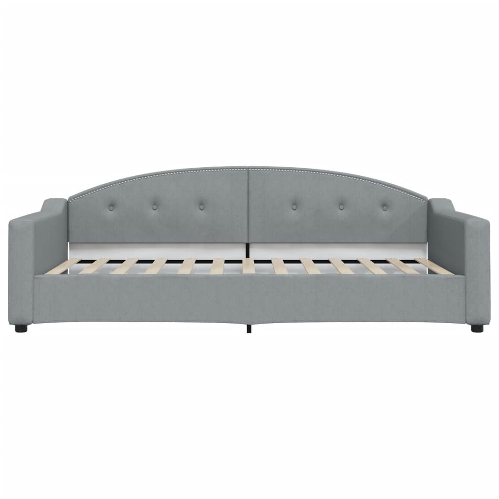 Slaapbank Onderschuifbed En Lades Stof 100 x 200 cm Lichtgrijs met onderschuifbed en lade