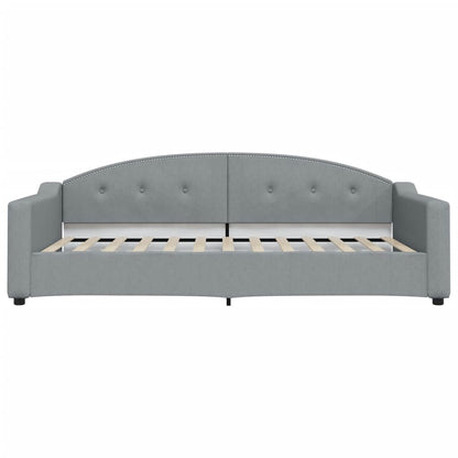 Slaapbank Onderschuifbed En Lades Stof 100 x 200 cm Lichtgrijs met onderschuifbed en lade
