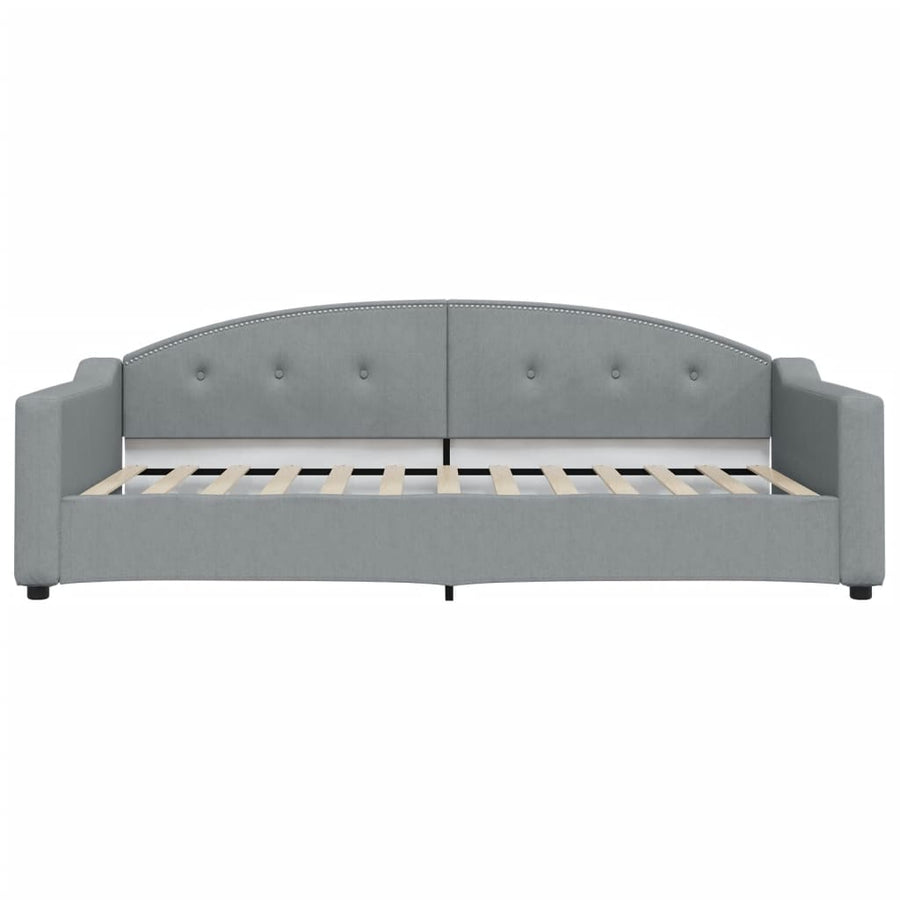Slaapbank Onderschuifbed En Lades Stof 100 x 200 cm Lichtgrijs met onderschuifbed en lade