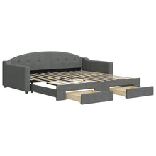 Slaapbank onderschuifbed en lades 100x200 cm stof donkergrijs 100 x 200 cm Donkergrijs