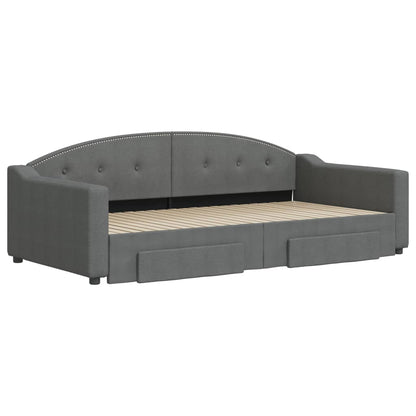 Slaapbank onderschuifbed en lades 100x200 cm stof donkergrijs 100 x 200 cm Donkergrijs