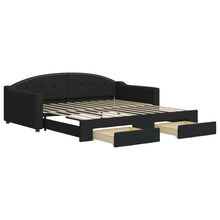 Slaapbank S Stof 100 x 200 cm Zwart met onderschuifbed en lade