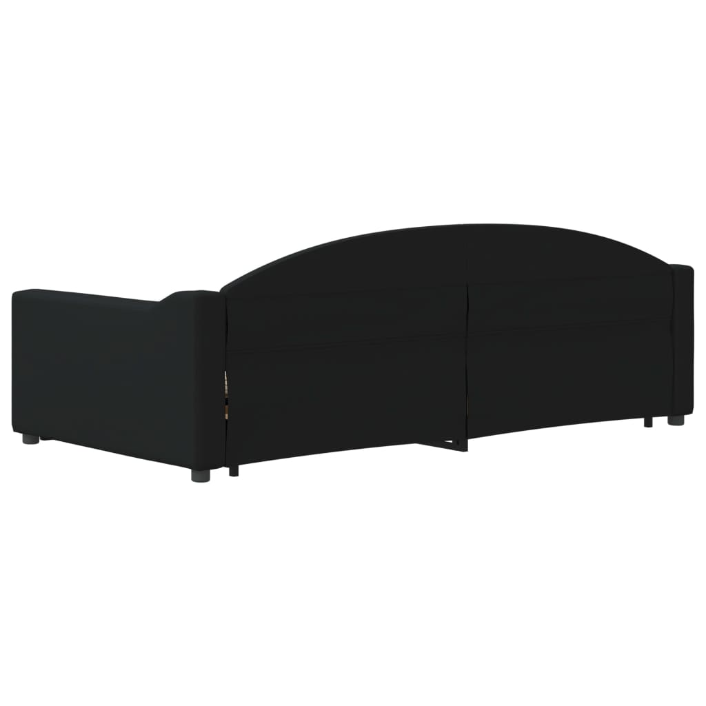 Slaapbank S Stof 100 x 200 cm Zwart met onderschuifbed en lade