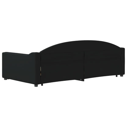 Slaapbank S Stof 100 x 200 cm Zwart met onderschuifbed en lade