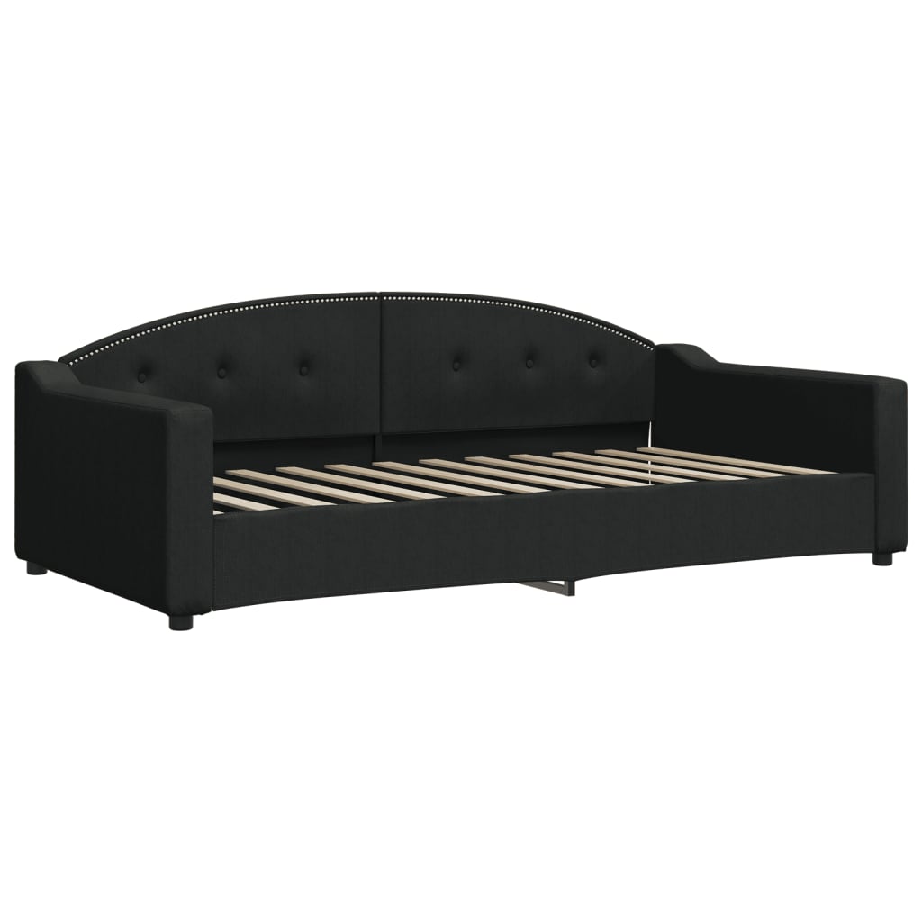 Slaapbank S Stof 100 x 200 cm Zwart met onderschuifbed en lade
