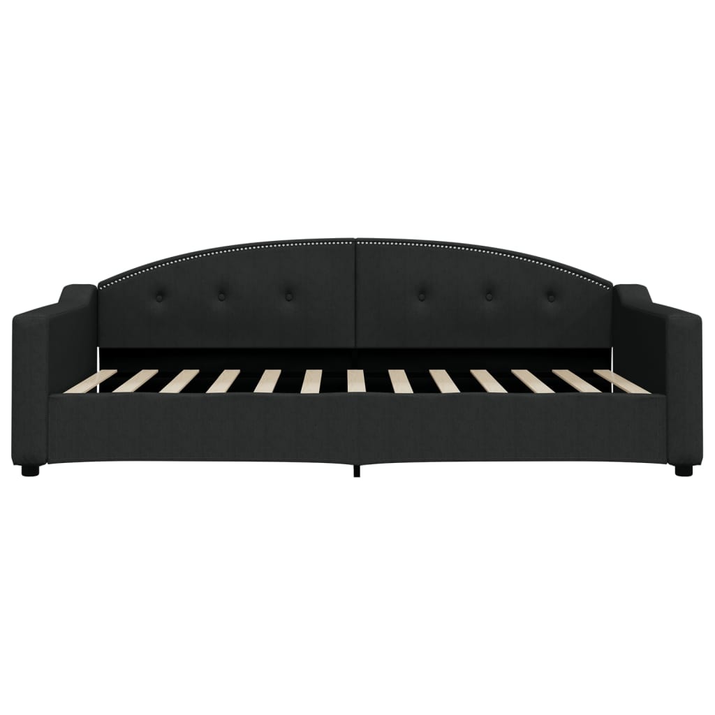 Slaapbank S Stof 100 x 200 cm Zwart met onderschuifbed en lade