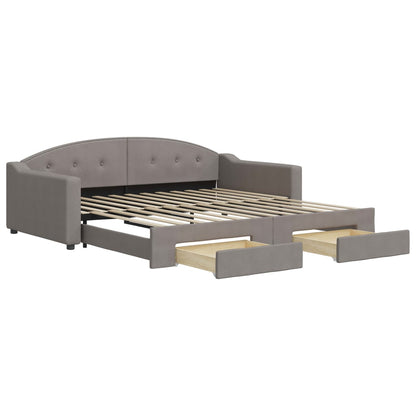 Slaapbank S Stof 100 x 200 cm Taupe met onderschuifbed en lade