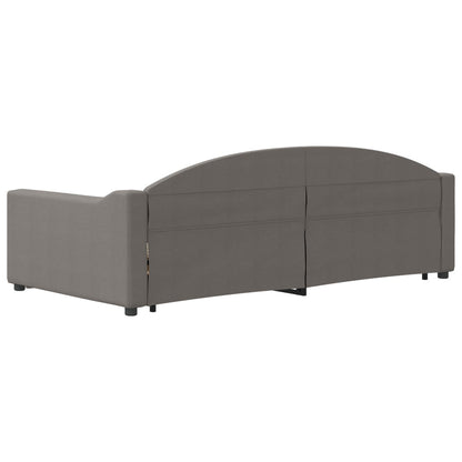 Slaapbank S Stof 100 x 200 cm Taupe met onderschuifbed en lade