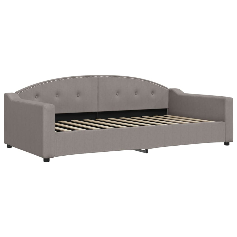 Slaapbank S Stof 100 x 200 cm Taupe met onderschuifbed en lade