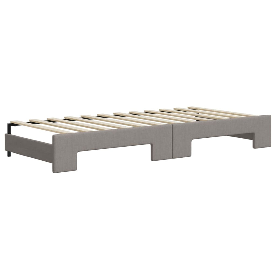 Slaapbank S Stof 100 x 200 cm Taupe met onderschuifbed en lade