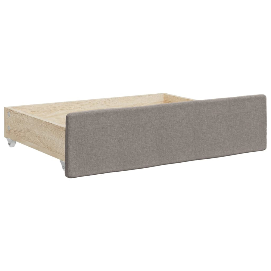 Slaapbank S Stof 100 x 200 cm Taupe met onderschuifbed en lade