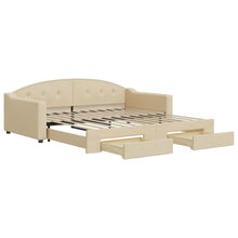 Slaapbank S Stof 100 x 200 cm Crème met onderschuifbed en lade