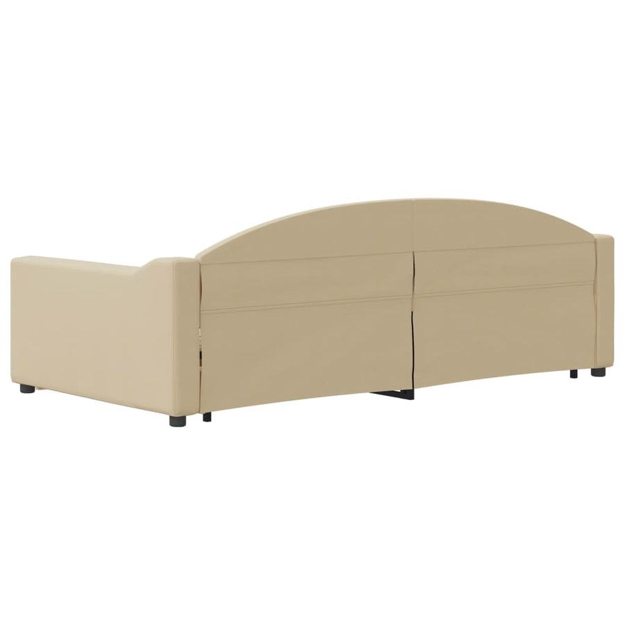 Slaapbank S Stof 100 x 200 cm Crème met onderschuifbed en lade