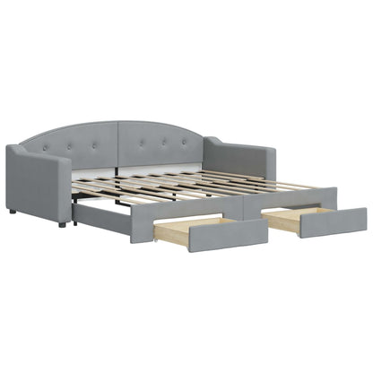 Slaapbank S Stof 90 x 190 cm Lichtgrijs met onderschuifbed en lade