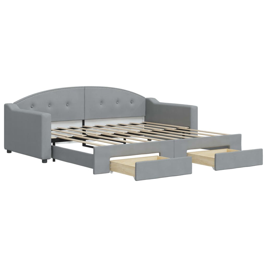 Slaapbank S Stof 90 x 190 cm Lichtgrijs met onderschuifbed en lade