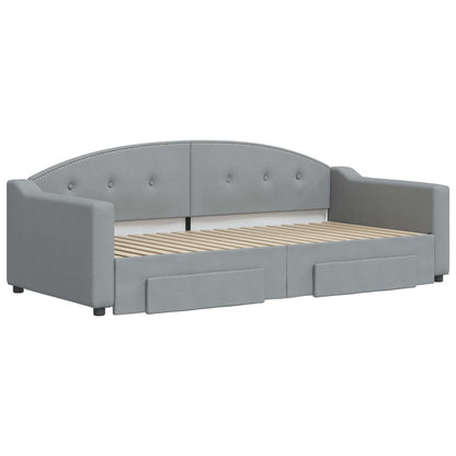 Slaapbank S Stof 90 x 190 cm Lichtgrijs met onderschuifbed en lade