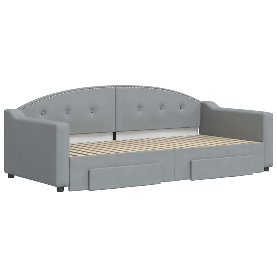 Slaapbank S Stof 90 x 190 cm Lichtgrijs met onderschuifbed en lade