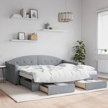 Slaapbank S Stof 90 x 190 cm Lichtgrijs met onderschuifbed en lade