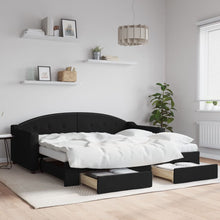 Slaapbank S Stof 90 x 190 cm Zwart met onderschuifbed en lade