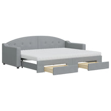 Slaapbank Met Onderschuifbed En Lades Stof 80 x 200 cm Lichtgrijs met onderschuifbed en lade en matras