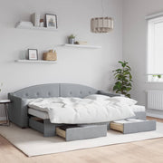 Slaapbank onderschuifbed lades 80x200 cm lichtgrijs