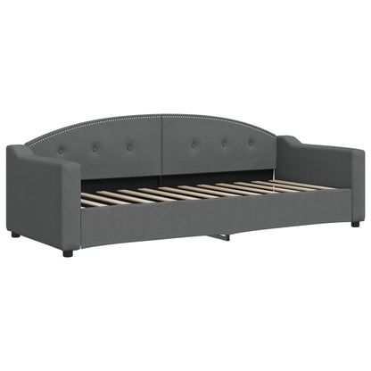 Slaapbank Onderschuifbed En Lades Stof 80 x 200 cm Donkergrijs met onderschuifbed en lade en matras